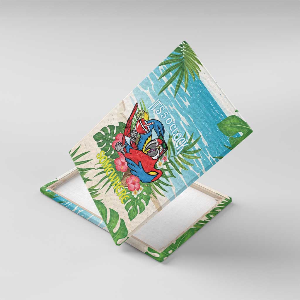 Guyana Christmas Canvas Wall Art Chilling Macaw It's 5 o'clock Somewhere - Wonder Print Shop