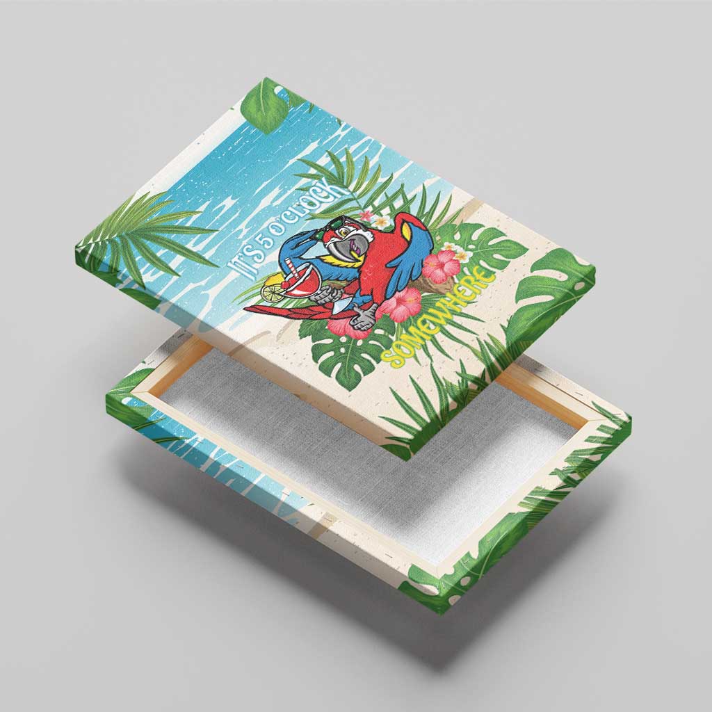 Guyana Christmas Canvas Wall Art Chilling Macaw It's 5 o'clock Somewhere - Wonder Print Shop