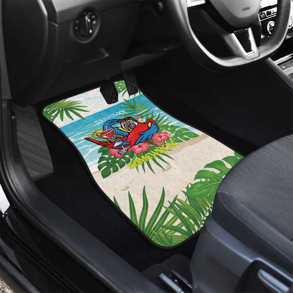 Guyana Christmas Car Mats Chilling Macaw It's 5 o'clock Somewhere - Wonder Print Shop