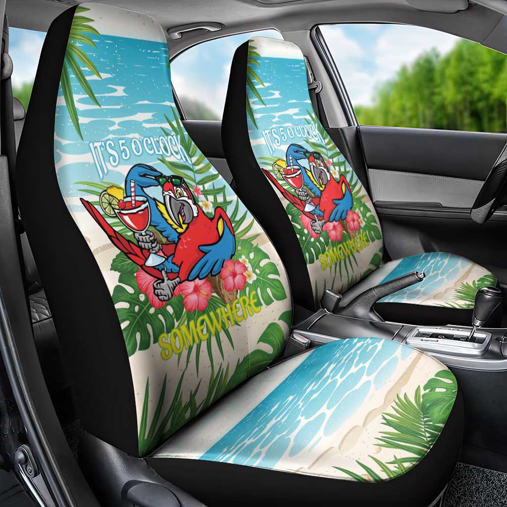 Guyana Christmas Car Seat Cover Chilling Macaw It's 5 o'clock Somewhere - Wonder Print Shop