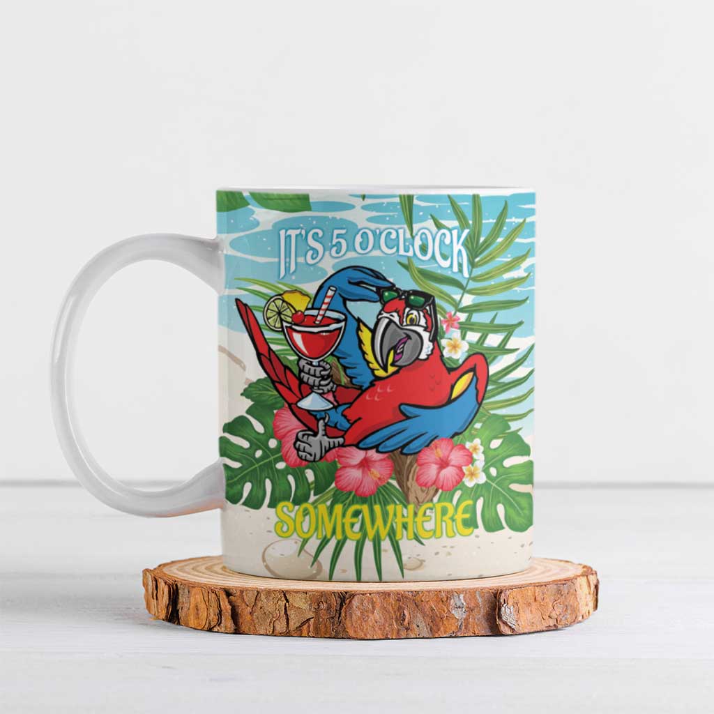 Guyana Christmas Ceramic Mug Chilling Macaw It's 5 o'clock Somewhere - Wonder Print Shop