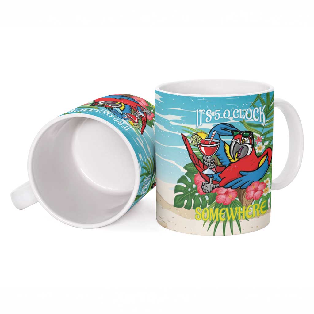 Guyana Christmas Ceramic Mug Chilling Macaw It's 5 o'clock Somewhere - Wonder Print Shop