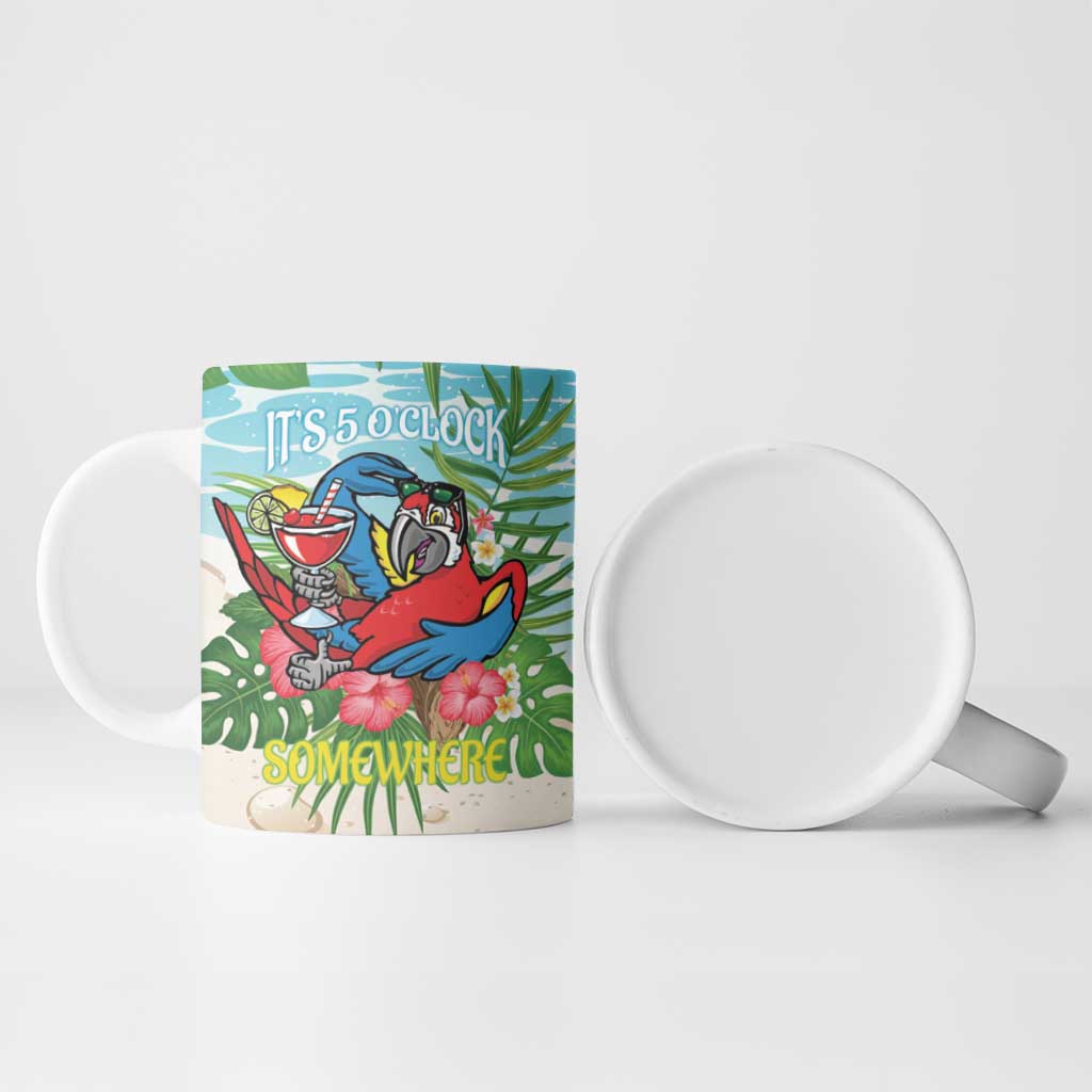 Guyana Christmas Ceramic Mug Chilling Macaw It's 5 o'clock Somewhere - Wonder Print Shop