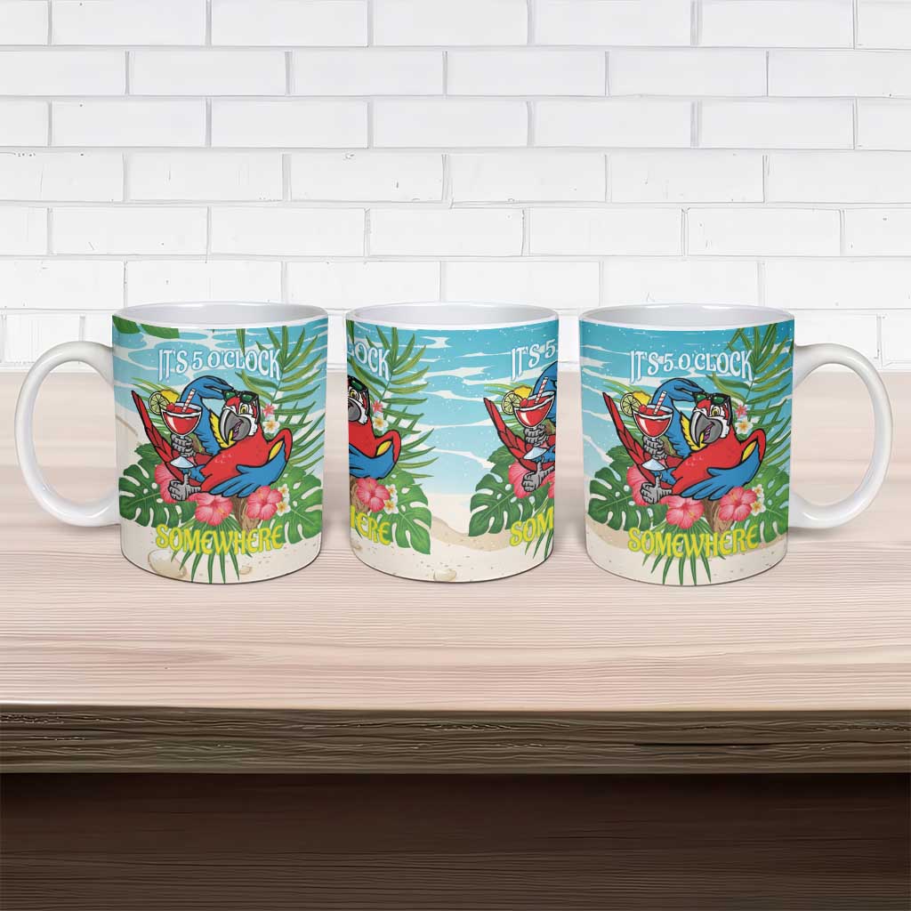 Guyana Christmas Ceramic Mug Chilling Macaw It's 5 o'clock Somewhere - Wonder Print Shop