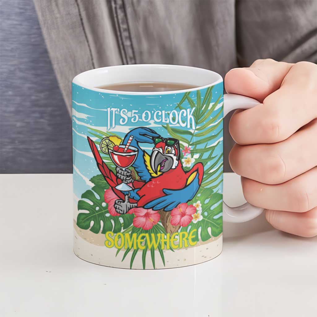Guyana Christmas Ceramic Mug Chilling Macaw It's 5 o'clock Somewhere - Wonder Print Shop