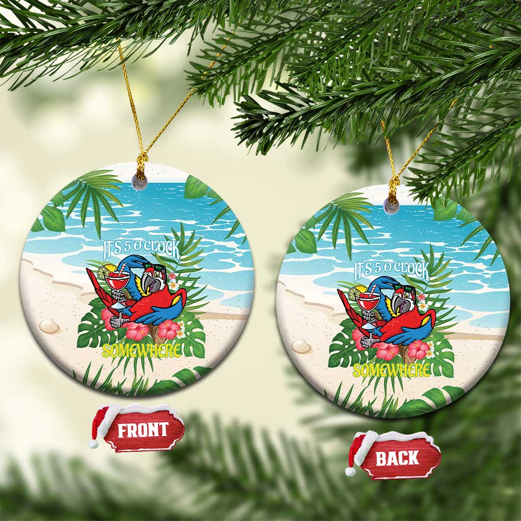 Guyana Christmas Ceramic Ornament Chilling Macaw It's 5 o'clock Somewhere - Wonder Print Shop