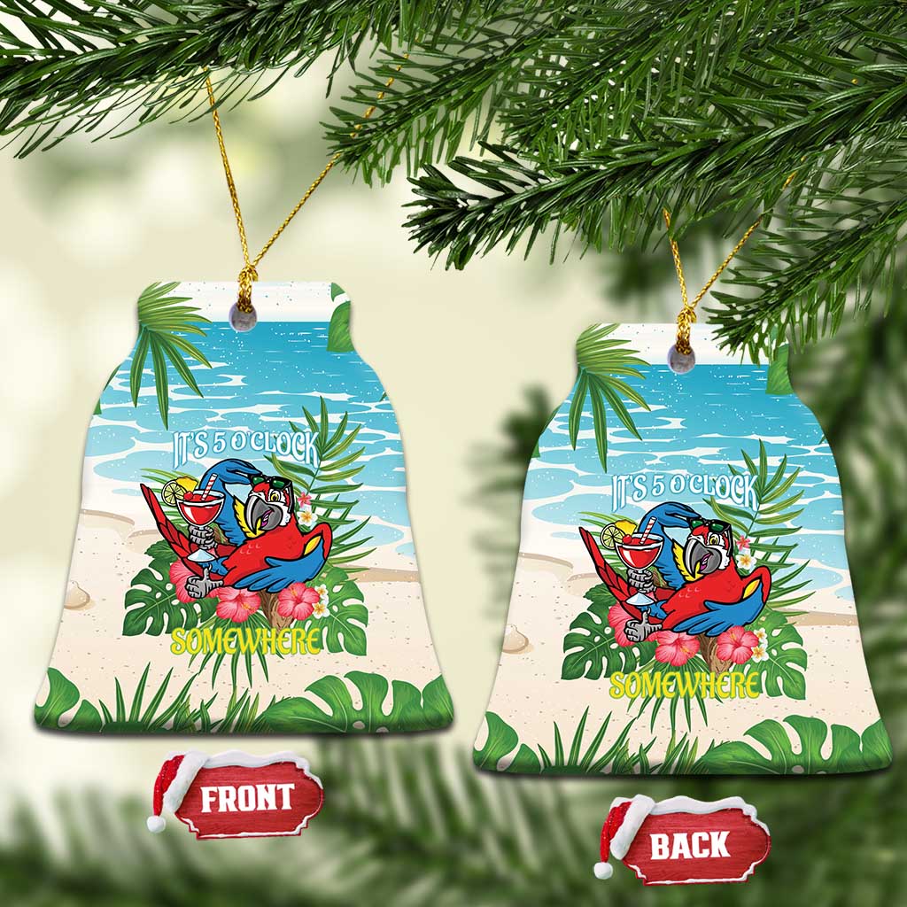 Guyana Christmas Ceramic Ornament Chilling Macaw It's 5 o'clock Somewhere - Wonder Print Shop