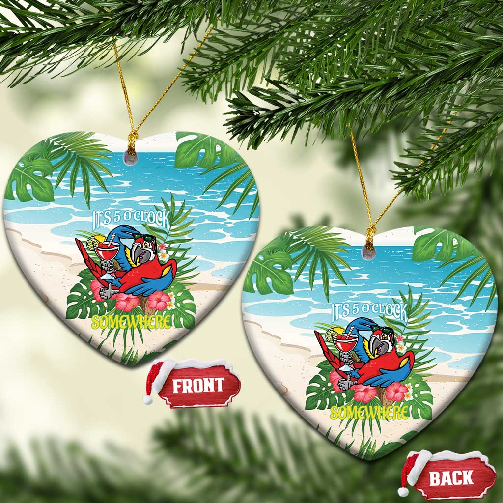Guyana Christmas Ceramic Ornament Chilling Macaw It's 5 o'clock Somewhere - Wonder Print Shop