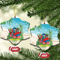 Guyana Christmas Ceramic Ornament Chilling Macaw It's 5 o'clock Somewhere - Wonder Print Shop