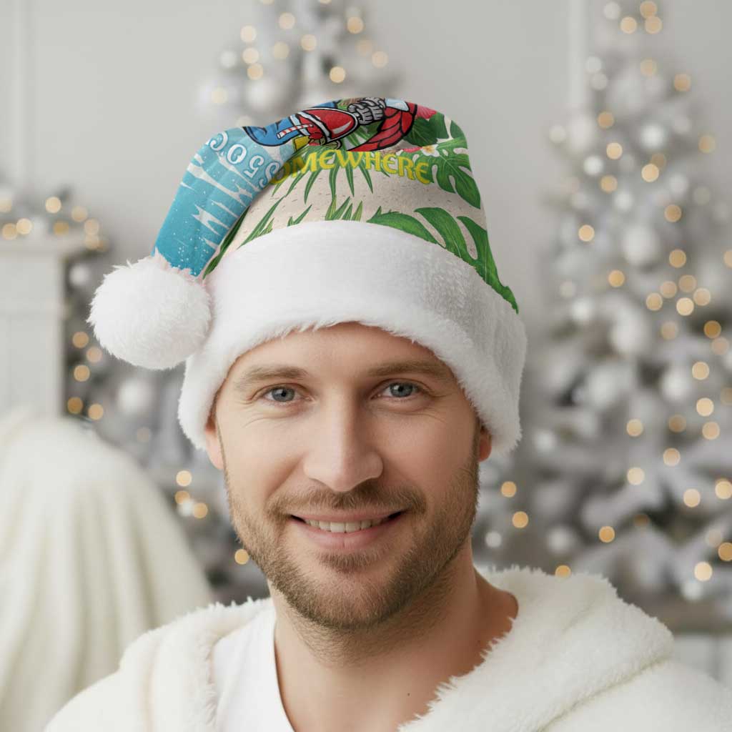 Guyana Christmas Santa Hat Chilling Macaw It's 5 o'clock Somewhere - Wonder Print Shop