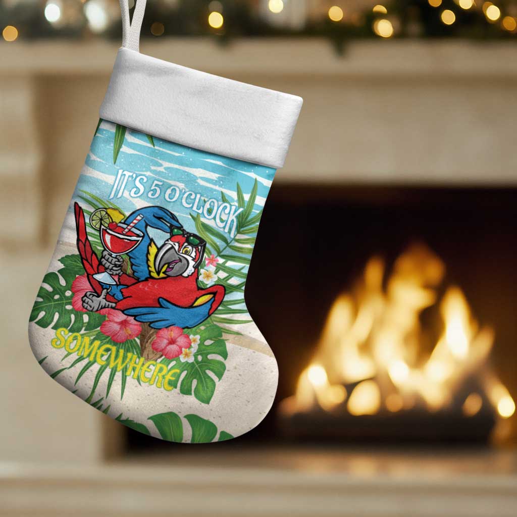 Guyana Christmas Stocking Chilling Macaw It's 5 o'clock Somewhere - Wonder Print Shop