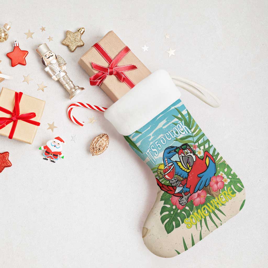 Guyana Christmas Stocking Chilling Macaw It's 5 o'clock Somewhere - Wonder Print Shop