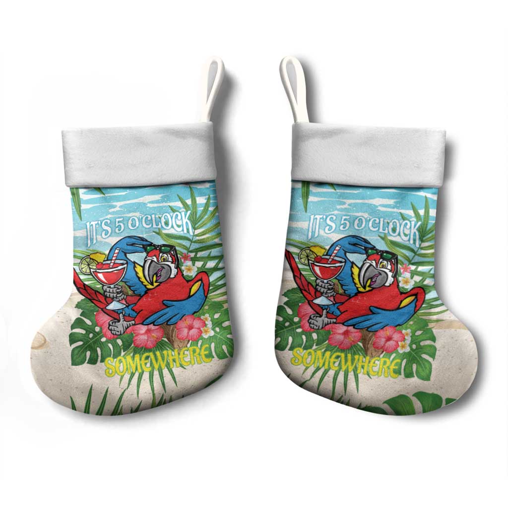 Guyana Christmas Stocking Chilling Macaw It's 5 o'clock Somewhere - Wonder Print Shop