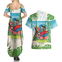 Guyana Christmas Couples Matching Summer Maxi Dress and Hawaiian Shirt Chilling Macaw It's 5 o'clock Somewhere - Wonder Print Shop