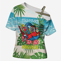 Guyana Christmas Cross Shoulder Shirt Chilling Macaw It's 5 o'clock Somewhere - Wonder Print Shop