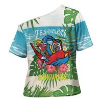 Guyana Christmas Cross Shoulder Shirt Chilling Macaw It's 5 o'clock Somewhere - Wonder Print Shop