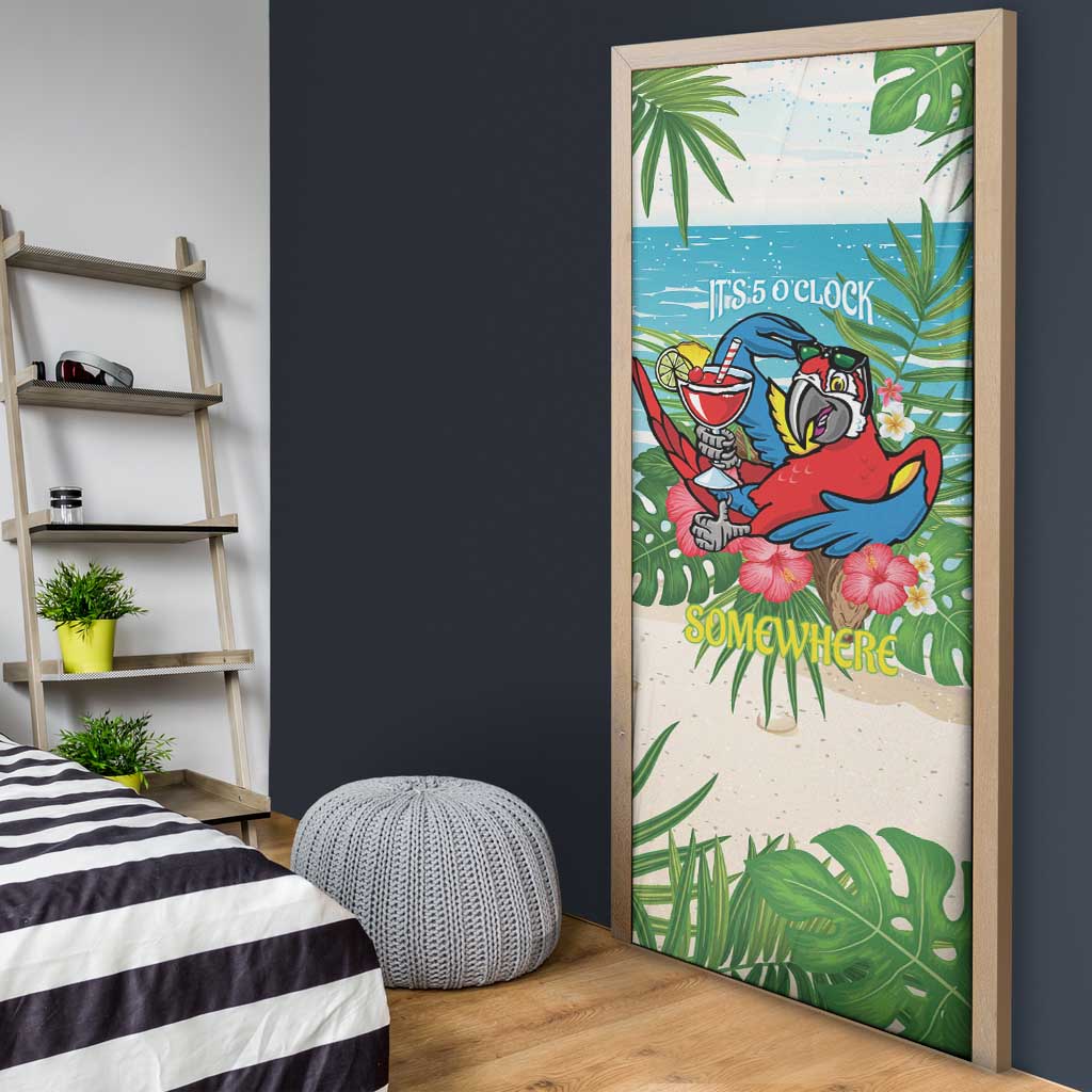 Guyana Christmas Door Cover Chilling Macaw It's 5 o'clock Somewhere - Wonder Print Shop