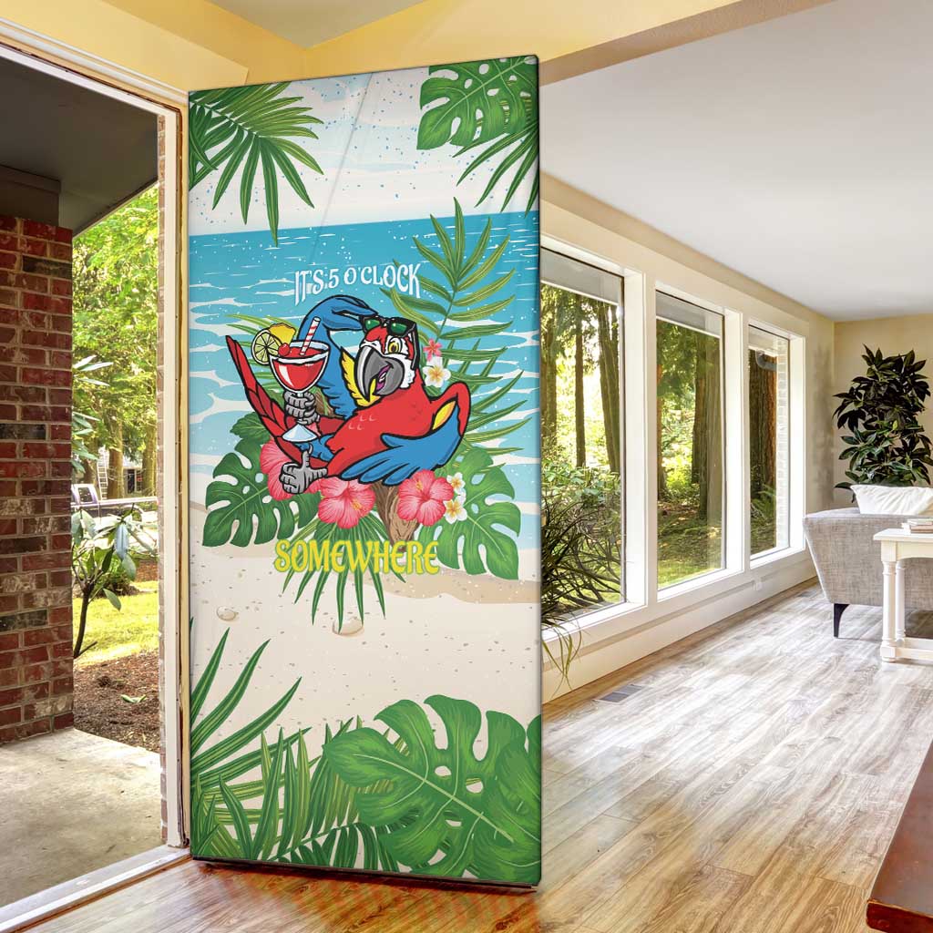 Guyana Christmas Door Cover Chilling Macaw It's 5 o'clock Somewhere - Wonder Print Shop
