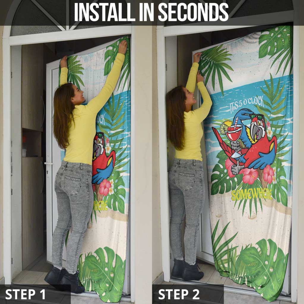 Guyana Christmas Door Cover Chilling Macaw It's 5 o'clock Somewhere - Wonder Print Shop