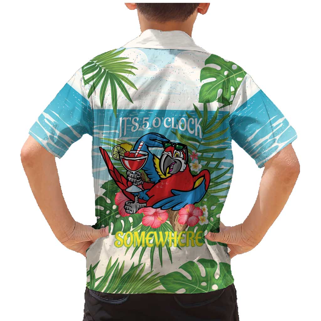 Guyana Christmas Family Matching Mermaid Dress and Hawaiian Shirt Chilling Macaw It's 5 o'clock Somewhere - Wonder Print Shop