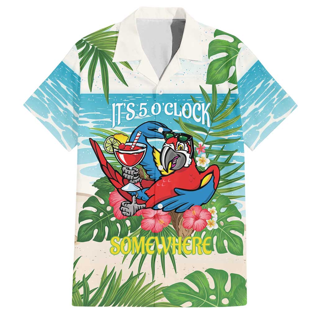 Guyana Christmas Family Matching Puletasi and Hawaiian Shirt Chilling Macaw It's 5 o'clock Somewhere - Wonder Print Shop