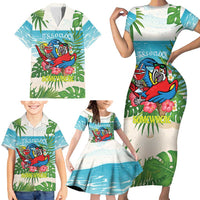 Guyana Christmas Family Matching Short Sleeve Bodycon Dress and Hawaiian Shirt Chilling Macaw It's 5 o'clock Somewhere - Wonder Print Shop