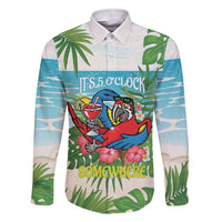 Guyana Christmas Family Matching Short Sleeve Bodycon Dress and Hawaiian Shirt Chilling Macaw It's 5 o'clock Somewhere - Wonder Print Shop