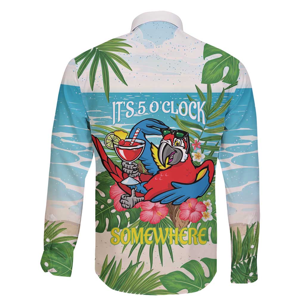 Guyana Christmas Family Matching Short Sleeve Bodycon Dress and Hawaiian Shirt Chilling Macaw It's 5 o'clock Somewhere - Wonder Print Shop