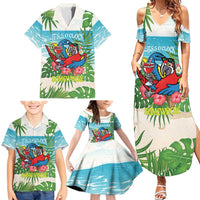 Guyana Christmas Family Matching Summer Maxi Dress and Hawaiian Shirt Chilling Macaw It's 5 o'clock Somewhere - Wonder Print Shop