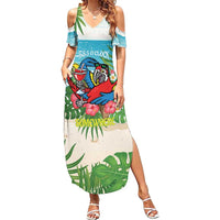 Guyana Christmas Family Matching Summer Maxi Dress and Hawaiian Shirt Chilling Macaw It's 5 o'clock Somewhere - Wonder Print Shop