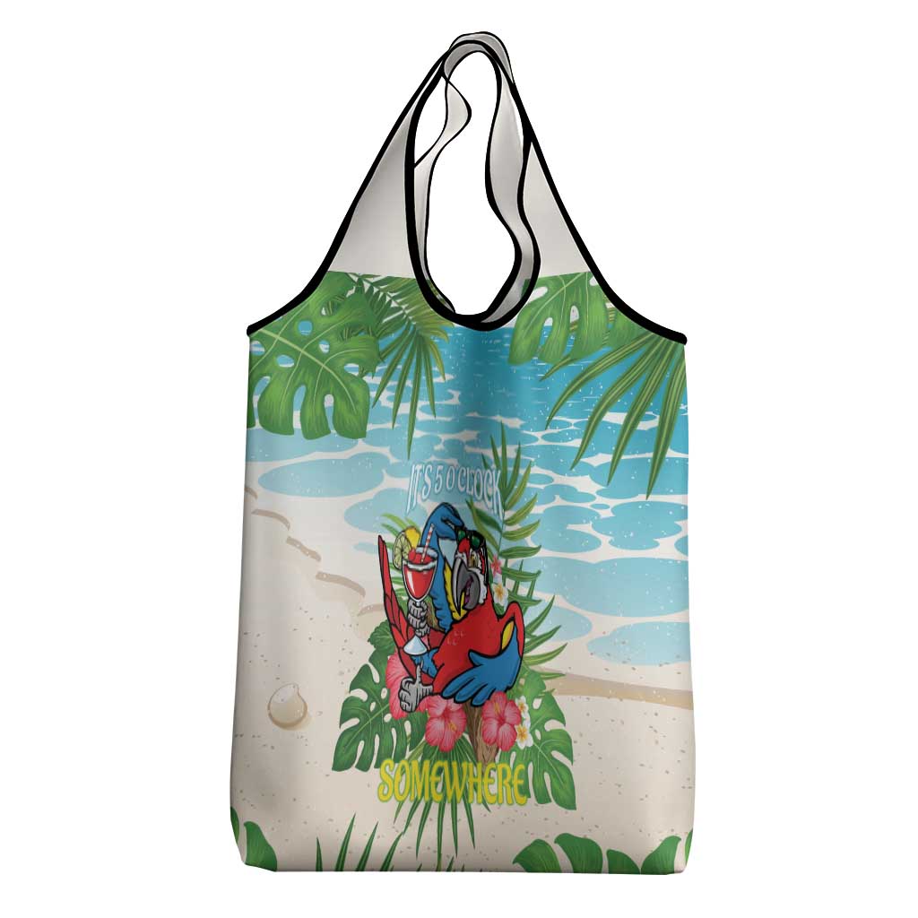 Guyana Christmas Grocery Bag Chilling Macaw It's 5 o'clock Somewhere - Wonder Print Shop