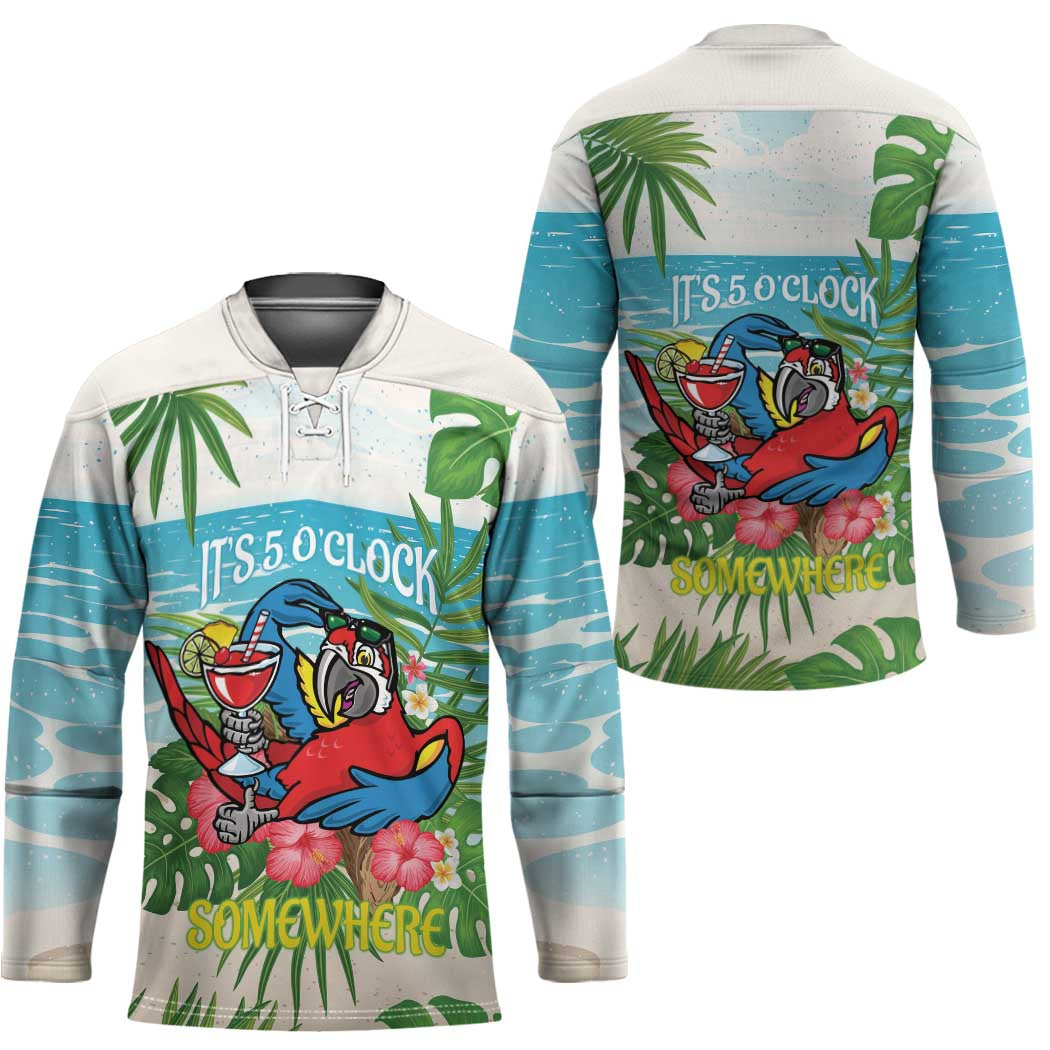 Guyana Christmas Hockey Jersey Chilling Macaw It's 5 o'clock Somewhere - Wonder Print Shop