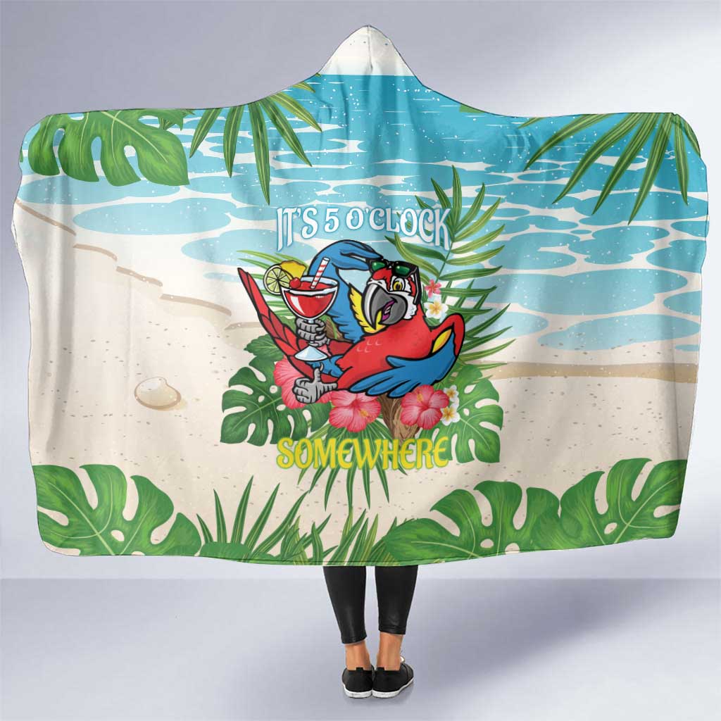 Guyana Christmas Hooded Blanket Chilling Macaw It's 5 o'clock Somewhere - Wonder Print Shop