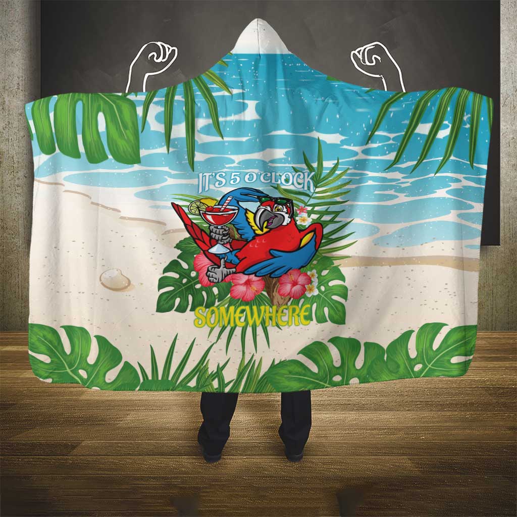 Guyana Christmas Hooded Blanket Chilling Macaw It's 5 o'clock Somewhere - Wonder Print Shop