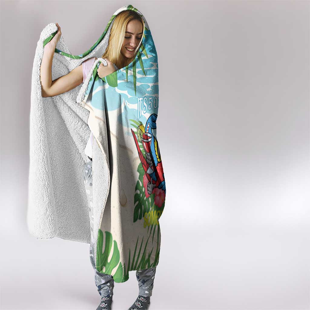 Guyana Christmas Hooded Blanket Chilling Macaw It's 5 o'clock Somewhere - Wonder Print Shop