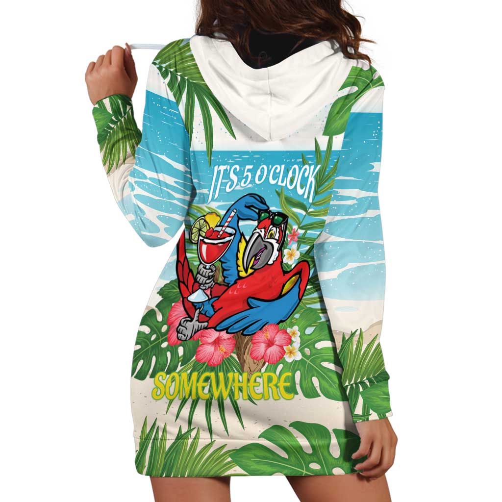 Guyana Christmas Hoodie Dress Chilling Macaw It's 5 o'clock Somewhere - Wonder Print Shop
