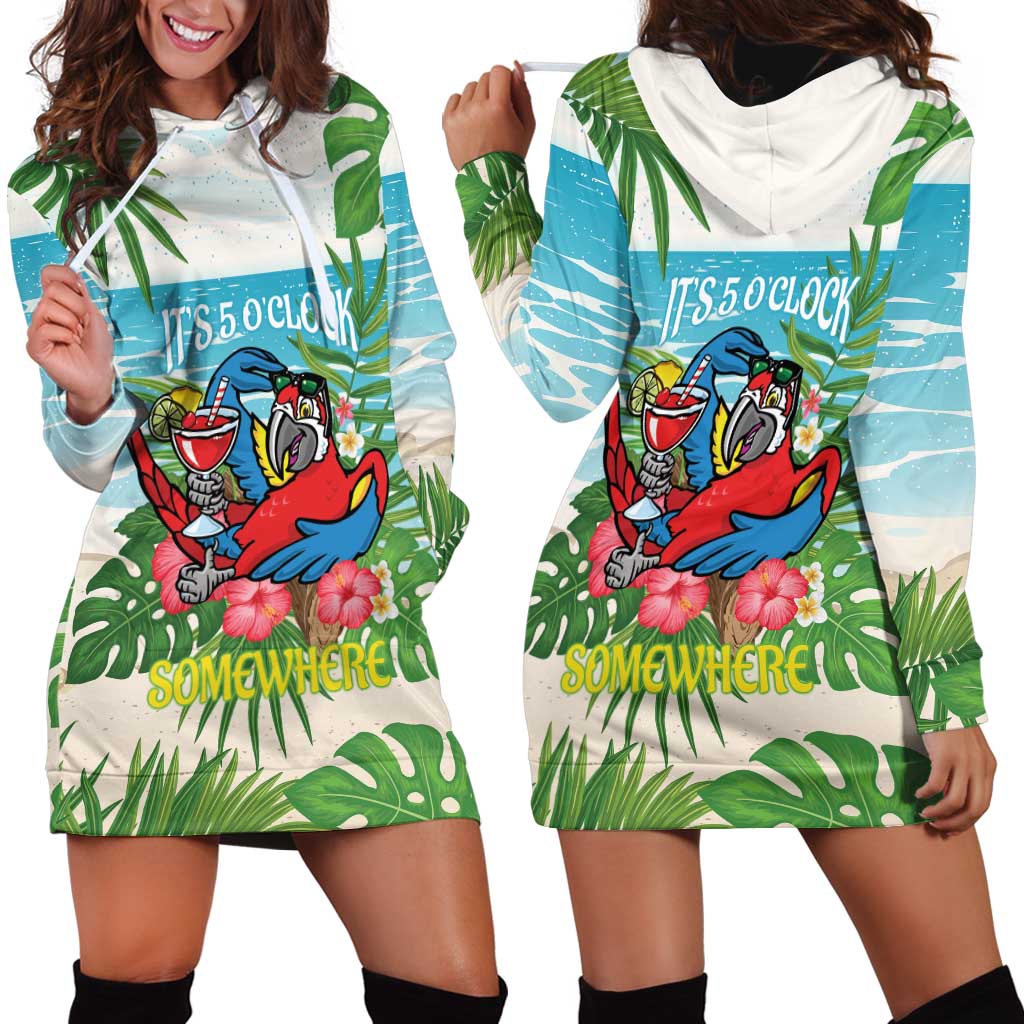 Guyana Christmas Hoodie Dress Chilling Macaw It's 5 o'clock Somewhere - Wonder Print Shop