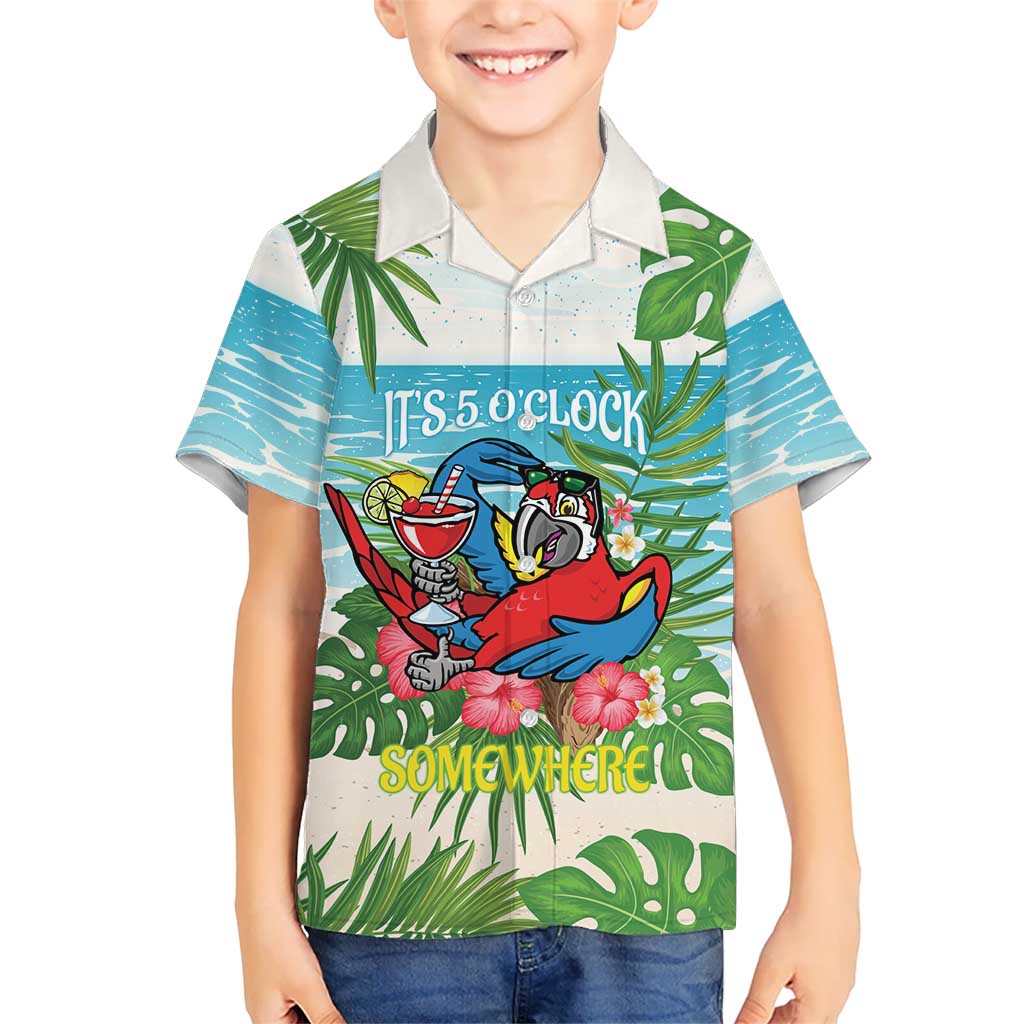 Guyana Christmas Kid Hawaiian Shirt Chilling Macaw It's 5 o'clock Somewhere - Wonder Print Shop