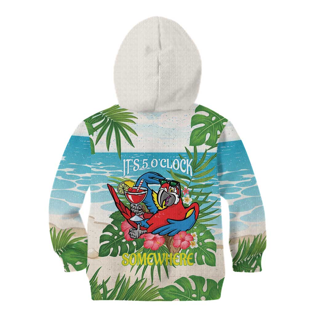 Guyana Christmas Kid Hoodie Chilling Macaw It's 5 o'clock Somewhere - Wonder Print Shop