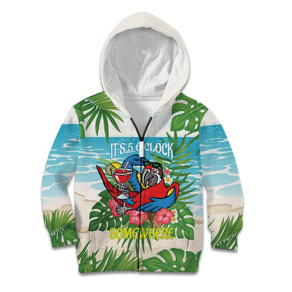 Guyana Christmas Kid Hoodie Chilling Macaw It's 5 o'clock Somewhere - Wonder Print Shop