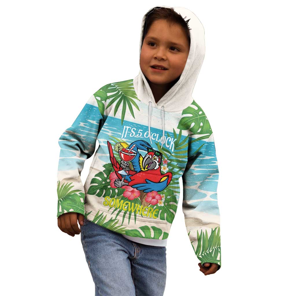 Guyana Christmas Kid Hoodie Chilling Macaw It's 5 o'clock Somewhere - Wonder Print Shop