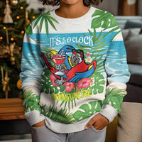 Guyana Christmas Kid Ugly Christmas Sweater Chilling Macaw It's 5 o'clock Somewhere - Wonder Print Shop
