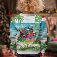 Guyana Christmas Kid Ugly Christmas Sweater Chilling Macaw It's 5 o'clock Somewhere - Wonder Print Shop