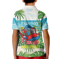 Guyana Christmas Kid Polo Shirt Chilling Macaw It's 5 o'clock Somewhere - Wonder Print Shop