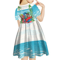 Guyana Christmas Kid Short Sleeve Dress Chilling Macaw It's 5 o'clock Somewhere - Wonder Print Shop