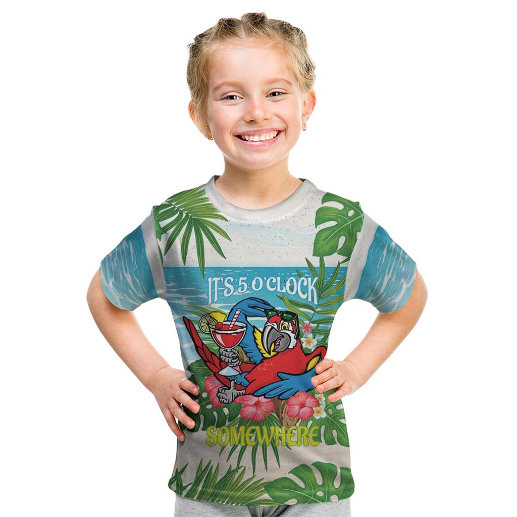 Guyana Christmas Kid T Shirt Chilling Macaw It's 5 o'clock Somewhere - Wonder Print Shop