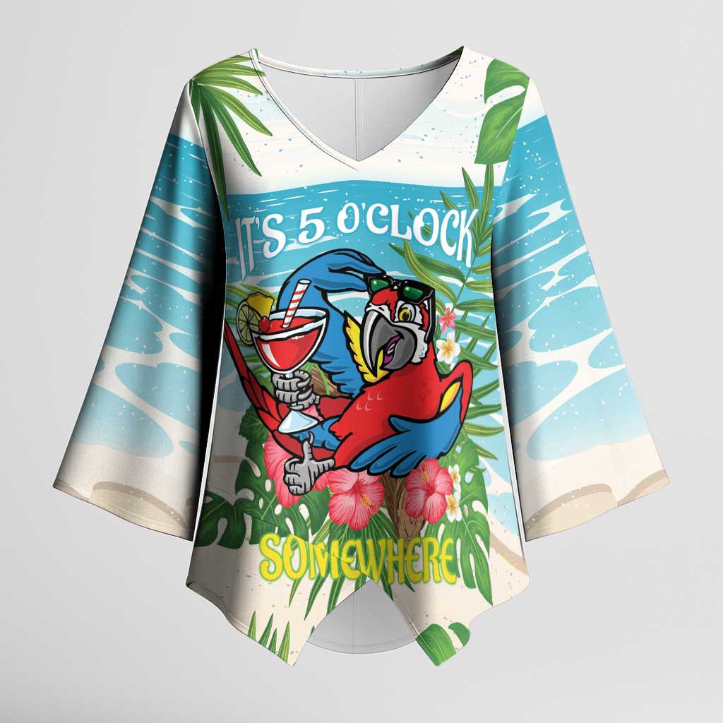 Guyana Christmas Kimono Sleeve Blouse Chilling Macaw It's 5 o'clock Somewhere - Wonder Print Shop