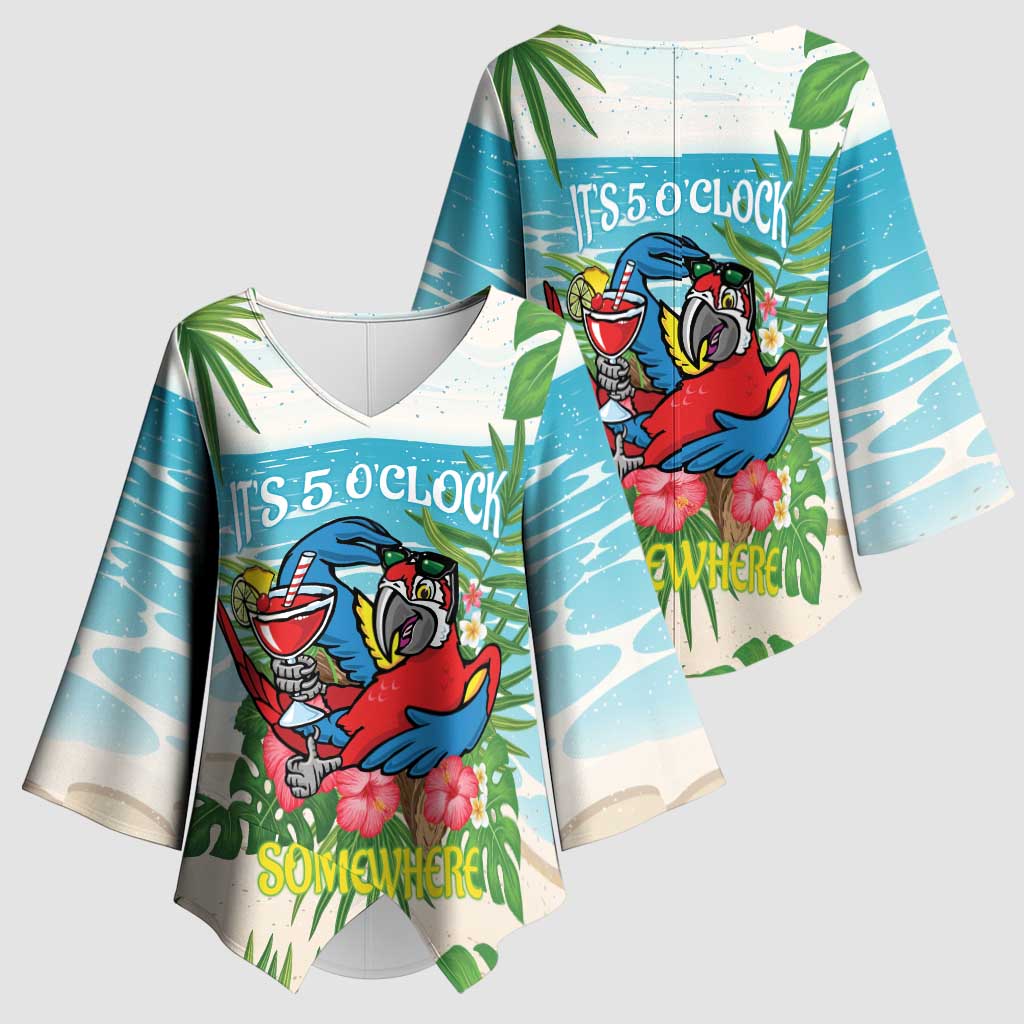 Guyana Christmas Kimono Sleeve Blouse Chilling Macaw It's 5 o'clock Somewhere - Wonder Print Shop