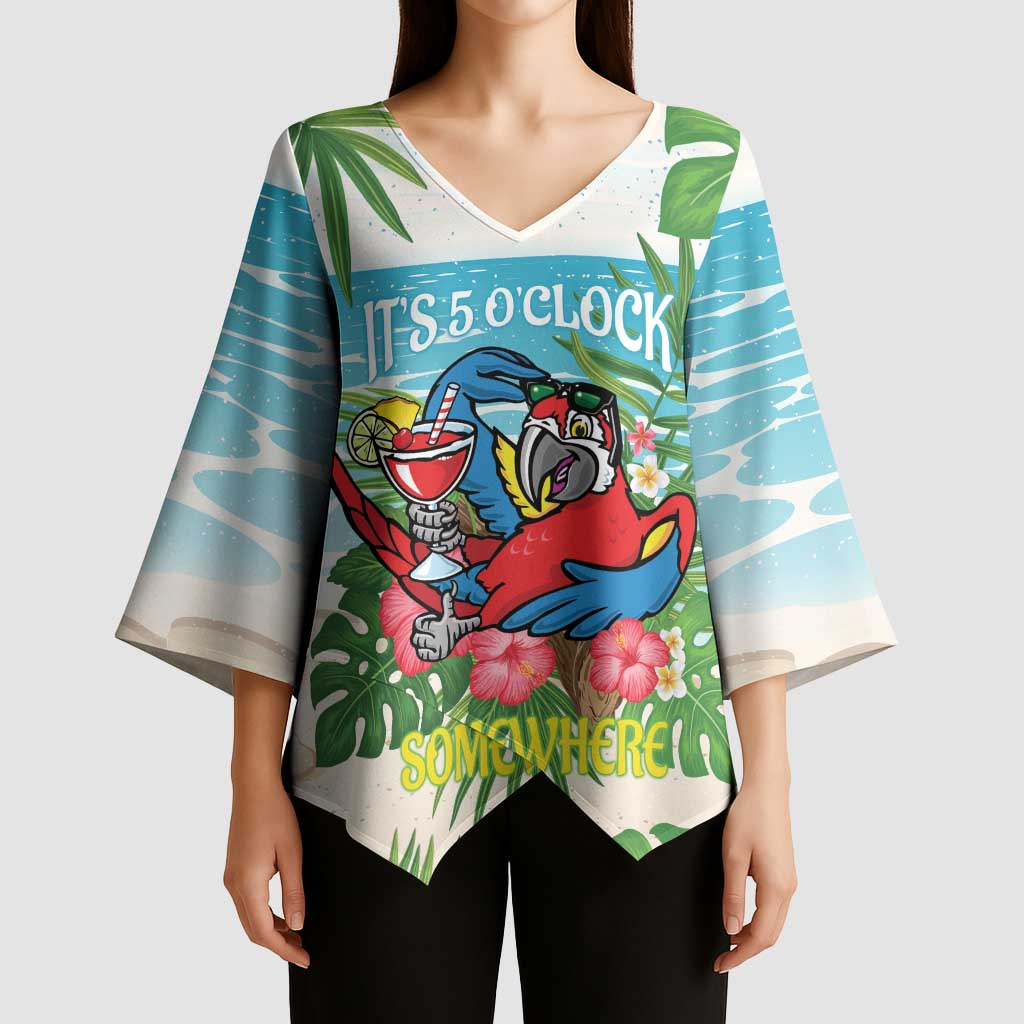Guyana Christmas Kimono Sleeve Blouse Chilling Macaw It's 5 o'clock Somewhere - Wonder Print Shop