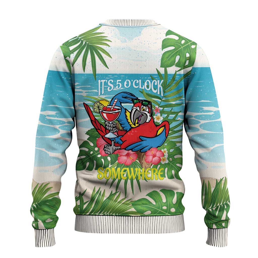 Guyana Christmas Ugly Christmas Sweater Chilling Macaw It's 5 o'clock Somewhere - Wonder Print Shop